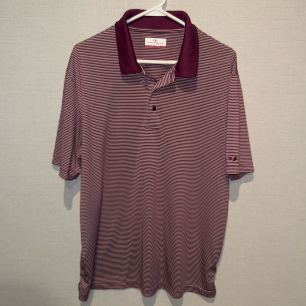 Grand Slam Men's Polo Shirt - purple and white stripes